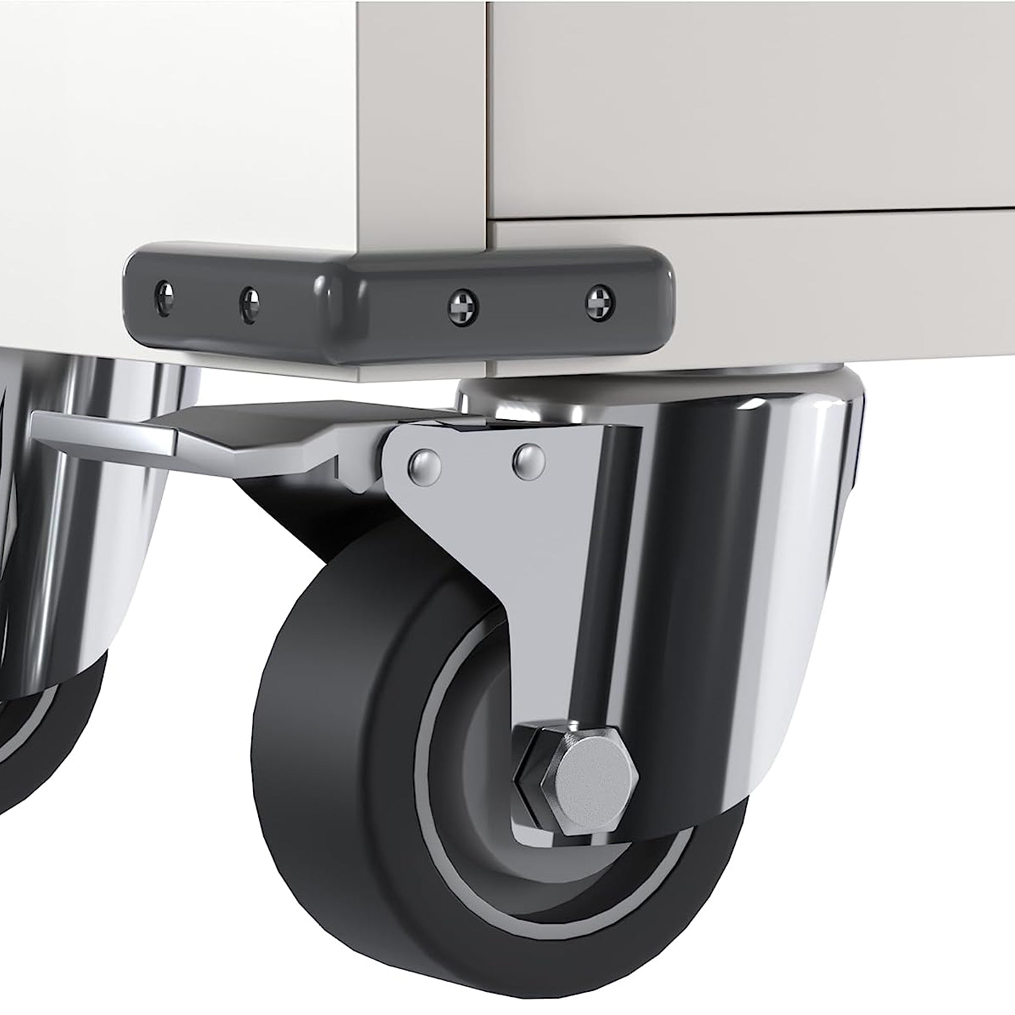 Steel Lockable Office Cabinet, Adjustable Shelves & Wheels, White (Open Box) - VMInnovations