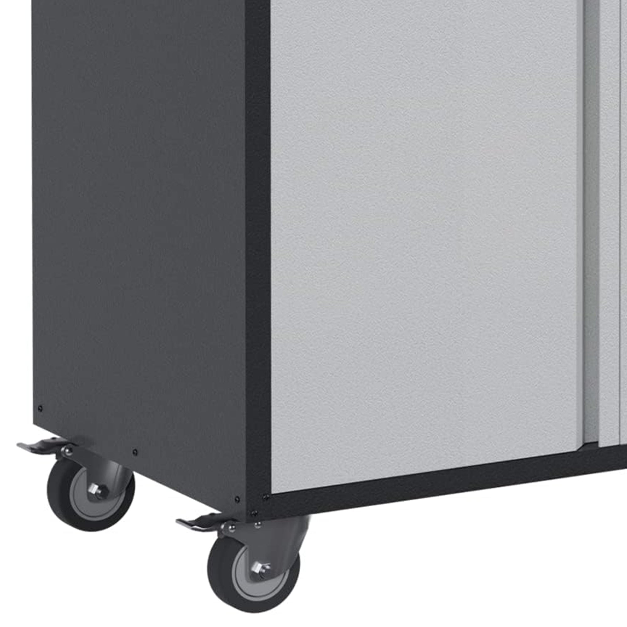 AOBABO Steel Lockable Wheeled Cabinet w/Drawer & Shelves, Black/Grey (Open Box) - VMInnovations