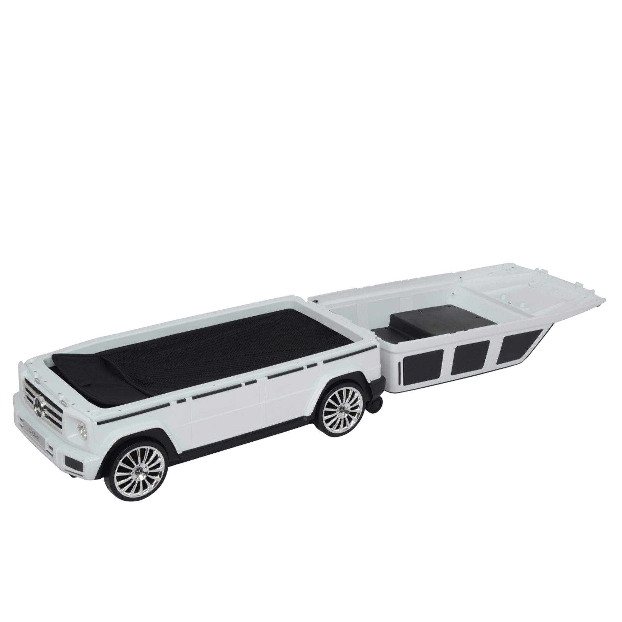 Mercedes G Class Stylish Large Suitcase Ride On Vehicle, White (Used) - VMInnovations