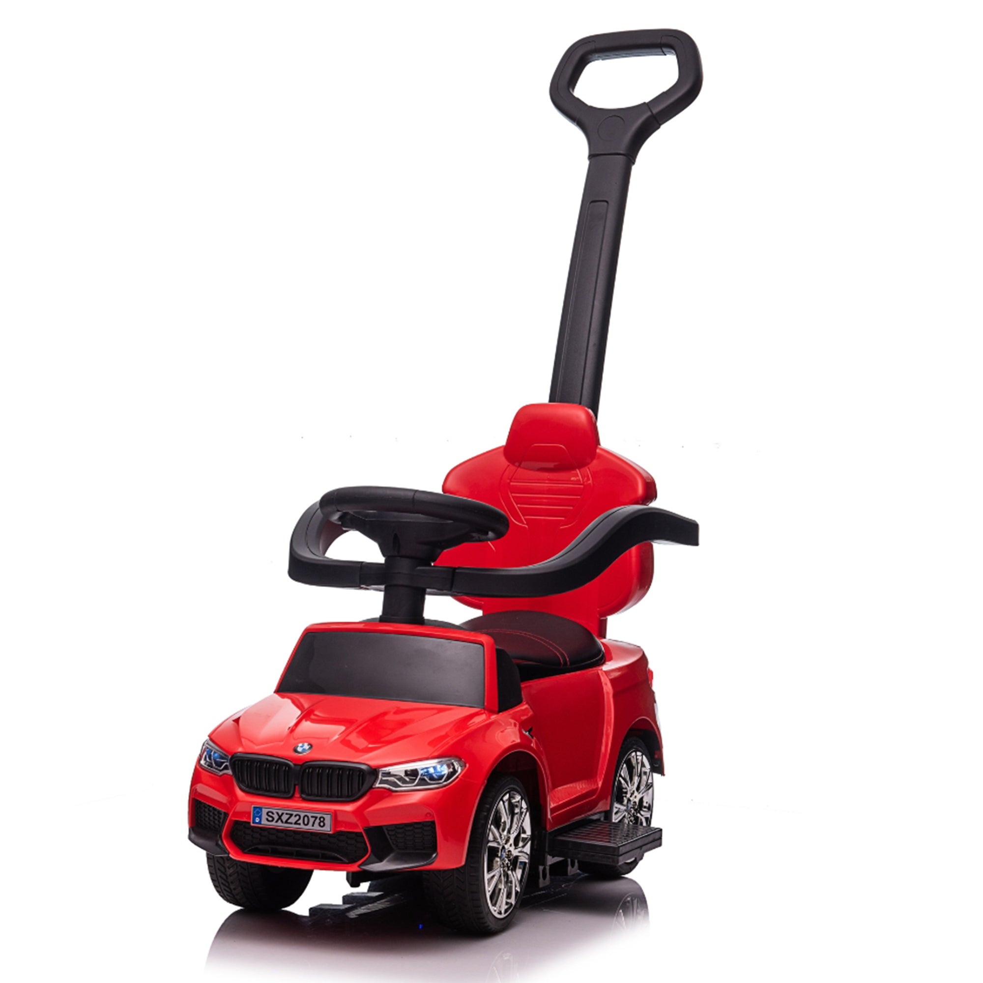 Best Ride On Cars BMW 4 in 1 Ride Car w/Control Bar & LED Lights,Red(Open Box) - VMInnovations