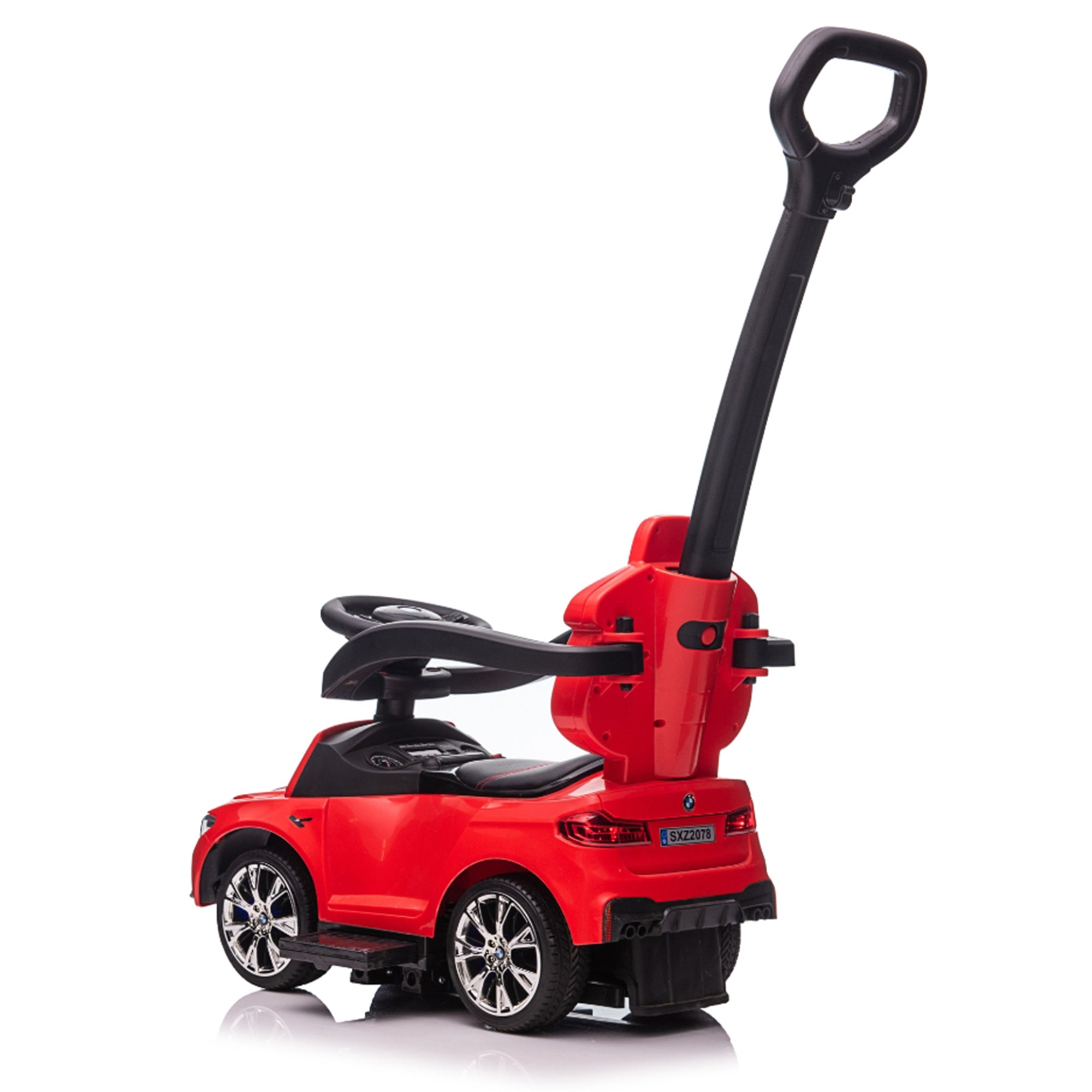Best Ride On Cars BMW 4 in 1 Ride Car w/Control Bar & LED Lights,Red(Open Box) - VMInnovations