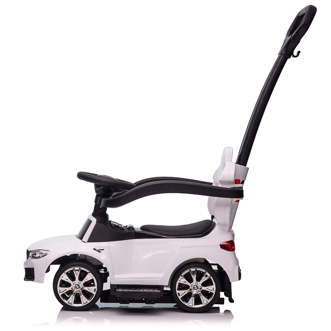 Best Ride On Cars BMW 4 in 1 Ride On Push Car w/ Control Bar & LED Lights, White - VMInnovations