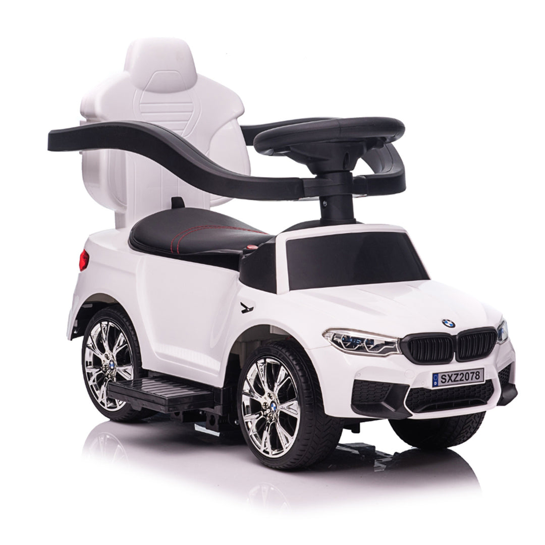 Best Ride On Cars BMW 4 in 1 Ride On Push Car w/ Control Bar & LED Lights, White - VMInnovations