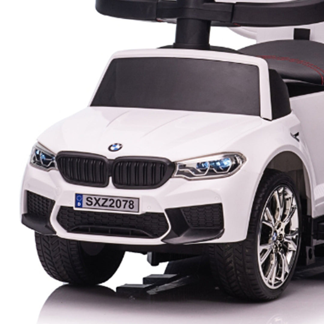 Best Ride On Cars BMW 4 in 1 Ride On Push Car w/ Control Bar & LED Lights, White - VMInnovations