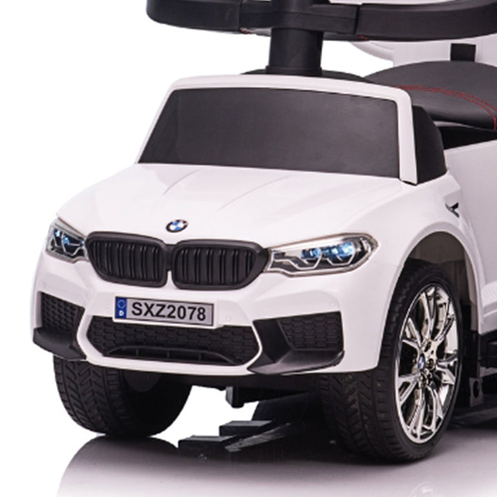 Best Ride On Cars BMW 4 in 1 Ride On Push Car w/ Control Bar & LED Lights, White - VMInnovations