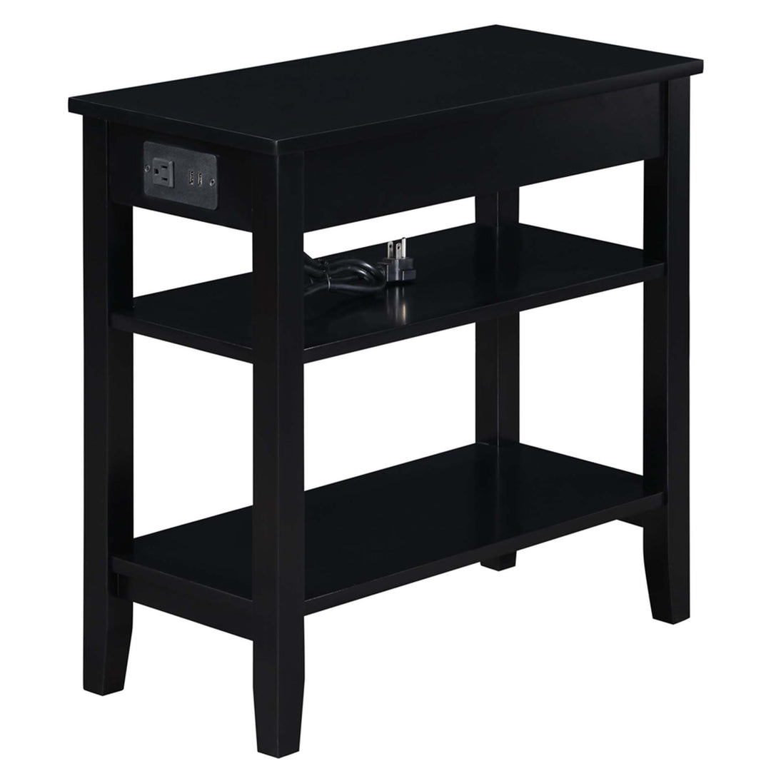 Convenience Concepts American Heritage End Table w/Charging Station, Black(Used) - VMInnovations