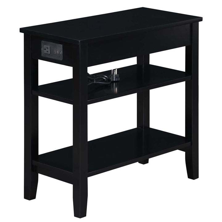 Convenience Concepts American Heritage End Table w/Charging Station, Black(Used) - VMInnovations