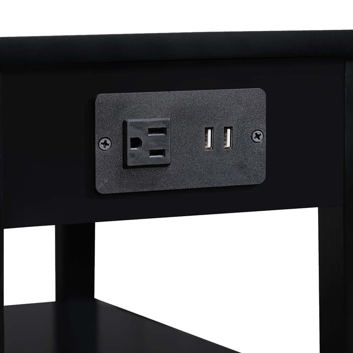 Convenience Concepts American Heritage End Table w/Charging Station, Black(Used) - VMInnovations