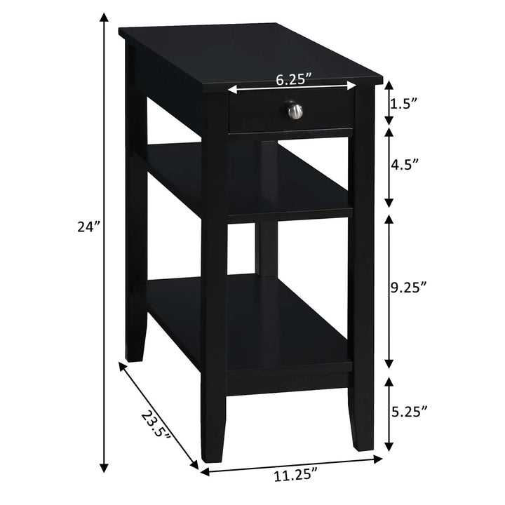 Convenience Concepts American Heritage End Table w/Charging Station, Black(Used) - VMInnovations