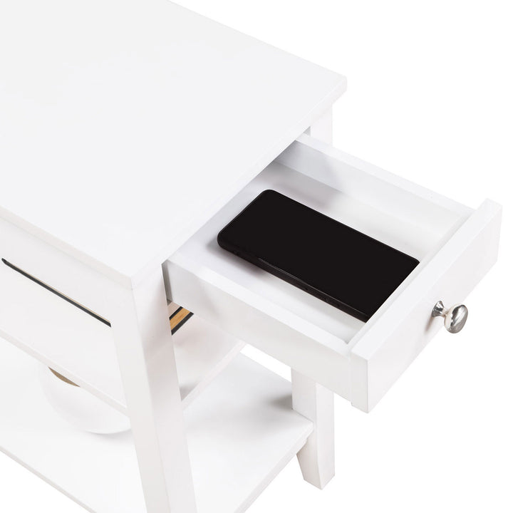 Convenience Concepts American Heritage End Table w/Charging Station, White(Used) - VMInnovations