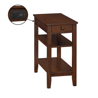 Convenience Concepts American Heritage End Table with Charging Station, Espresso