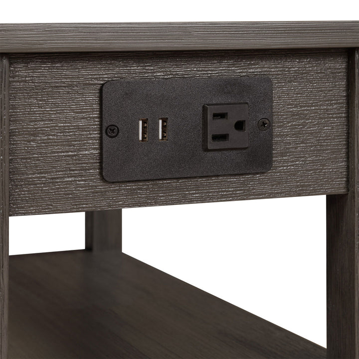 Convenience Concepts American Heritage End Table w/ Charging Station, Dark Gray - VMInnovations