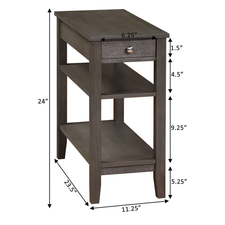 Convenience Concepts American Heritage End Table w/ Charging Station, Dark Gray - VMInnovations