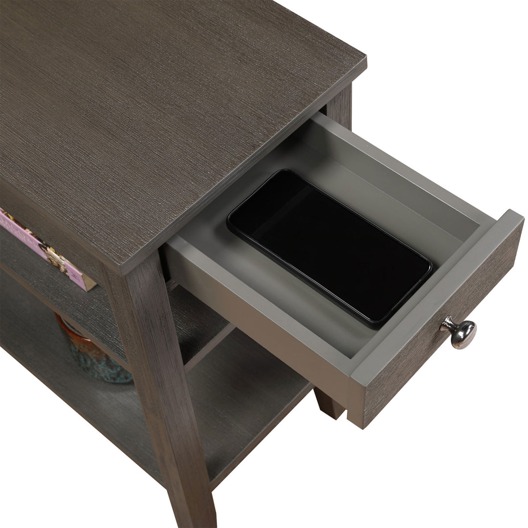 Convenience Concepts American Heritage End Table w/ Charging Station, Dark Gray - VMInnovations