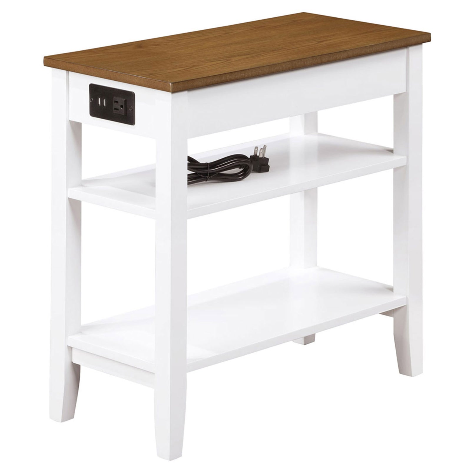 Convenience Concepts American Heritage End Table w/ Charging Station, Wood/White - VMInnovations
