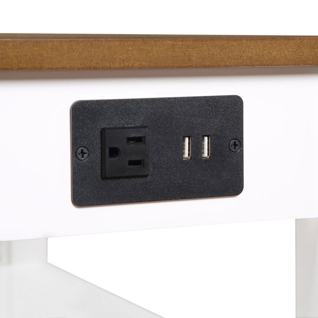 Convenience Concepts American Heritage End Table w/ Charging Station, Wood/White - VMInnovations