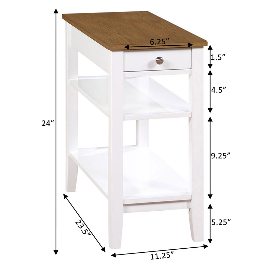 Convenience Concepts American Heritage End Table w/ Charging Station, Wood/White - VMInnovations