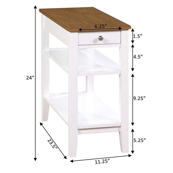 Convenience Concepts American Heritage End Table w/ Charging Station, Wood/White - VMInnovations