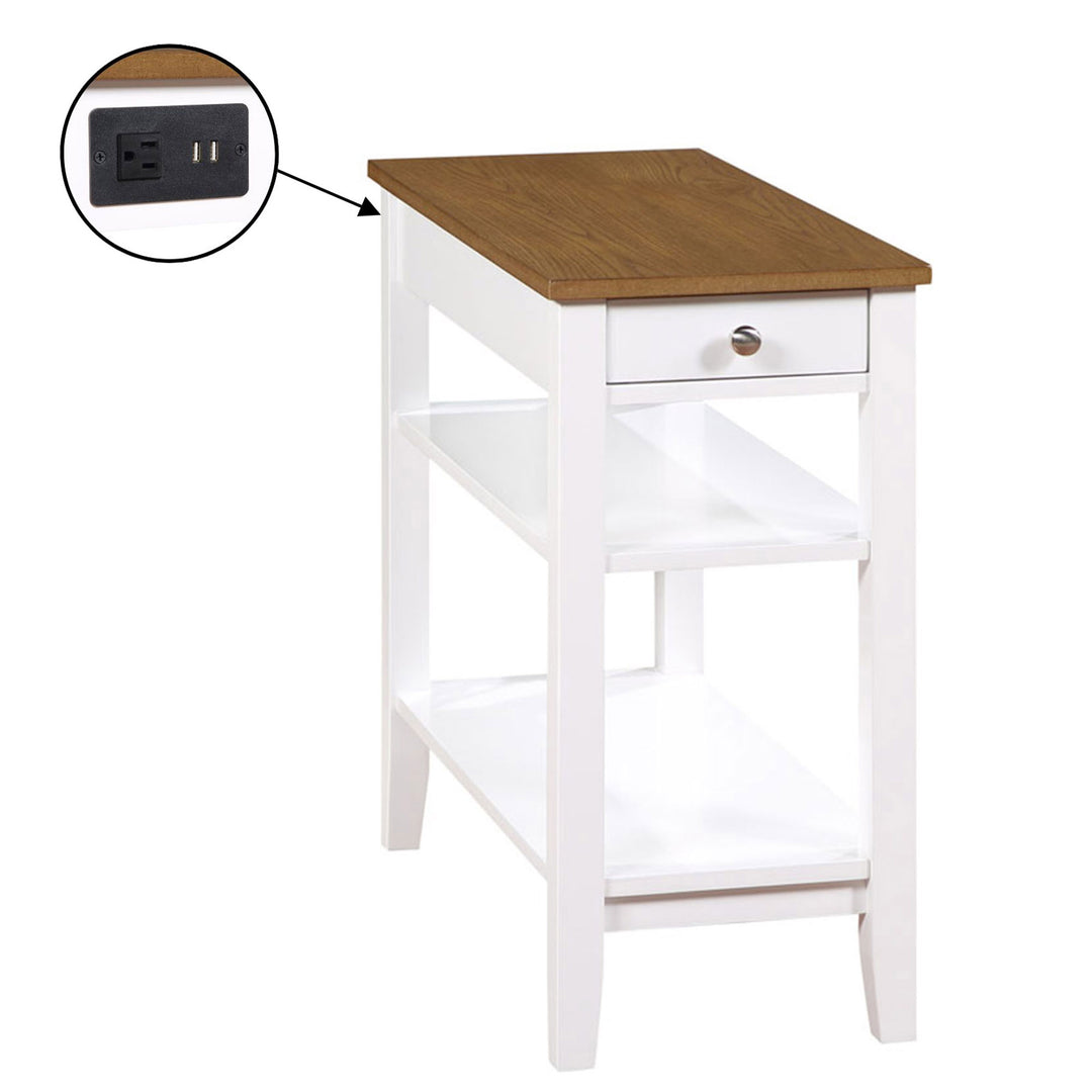 Convenience Concepts American Heritage End Table w/ Charging Station, Wood/White - VMInnovations
