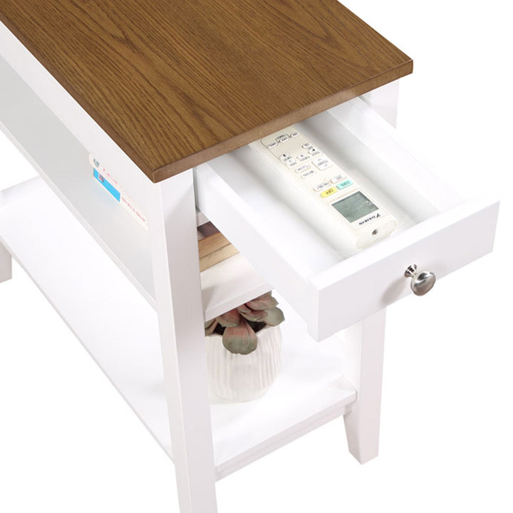 Convenience Concepts American Heritage End Table w/ Charging Station, Wood/White - VMInnovations
