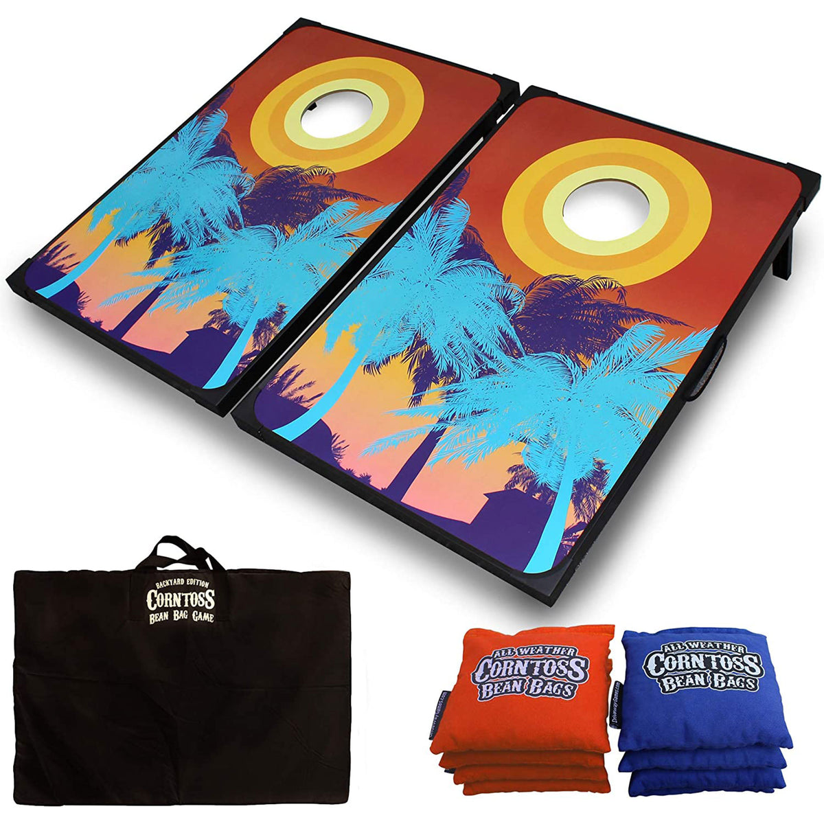 Games Tailgate Bean Bag Toss Board Cornhole Set w/Carry Bag, Tropical (Open Box) - VMInnovations