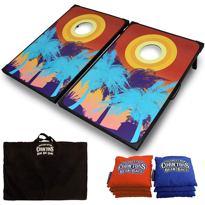 Driveway Games Tailgate Bean Bag Toss Board Cornhole Set w/Carry Bag, Tropical