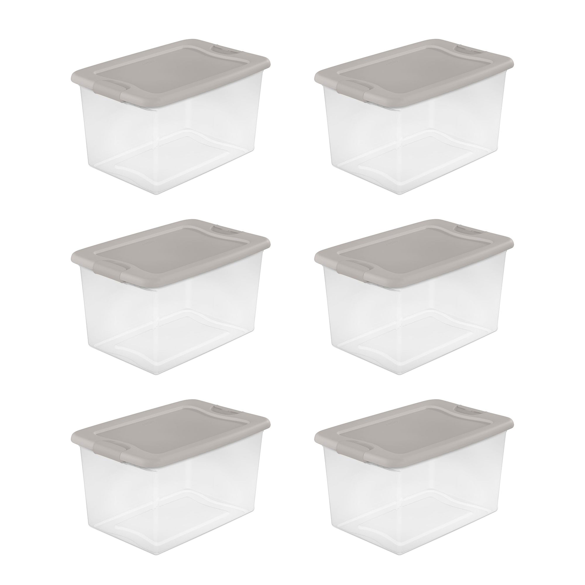 Sterilite 64 Quart Clear Latching Storage Container Box, Grey Pumice (6 Pack) - VMInnovations