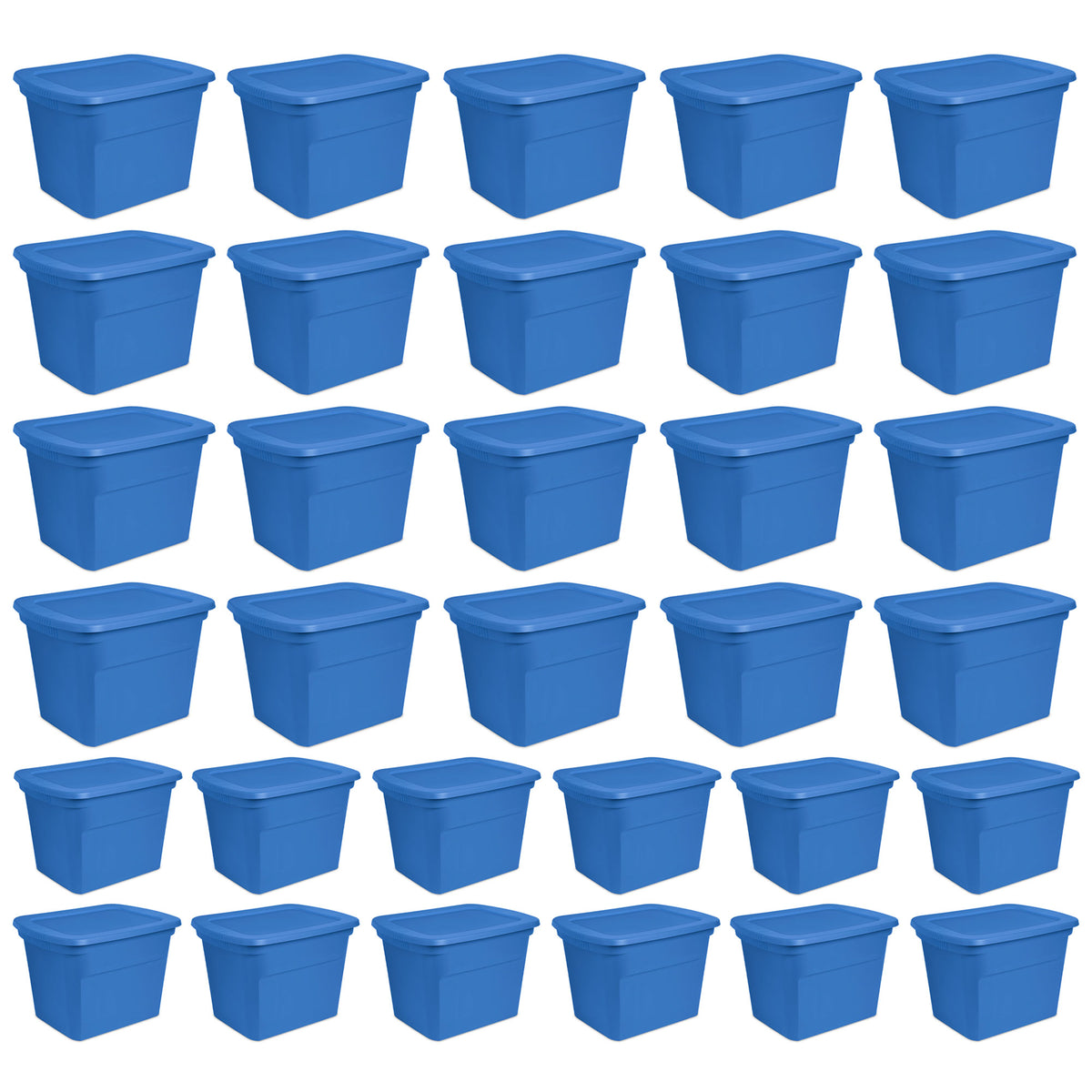 Sterilite 18 Gallon Stackable Storage Tote Container w/ Handles, Blue (32 Pack)