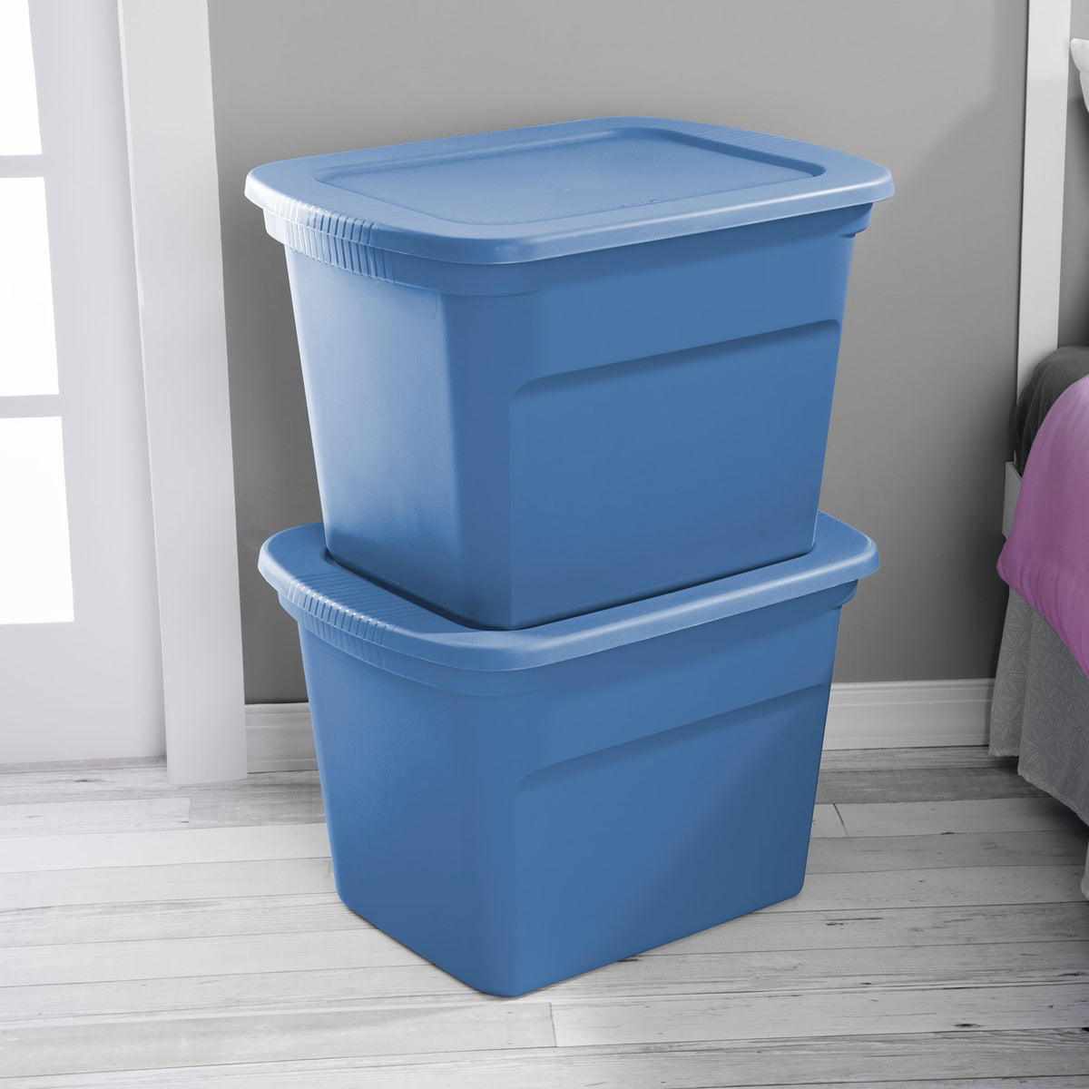 Sterilite 18 Gallon Stackable Storage Tote Container w/ Handles, Blue (32 Pack)
