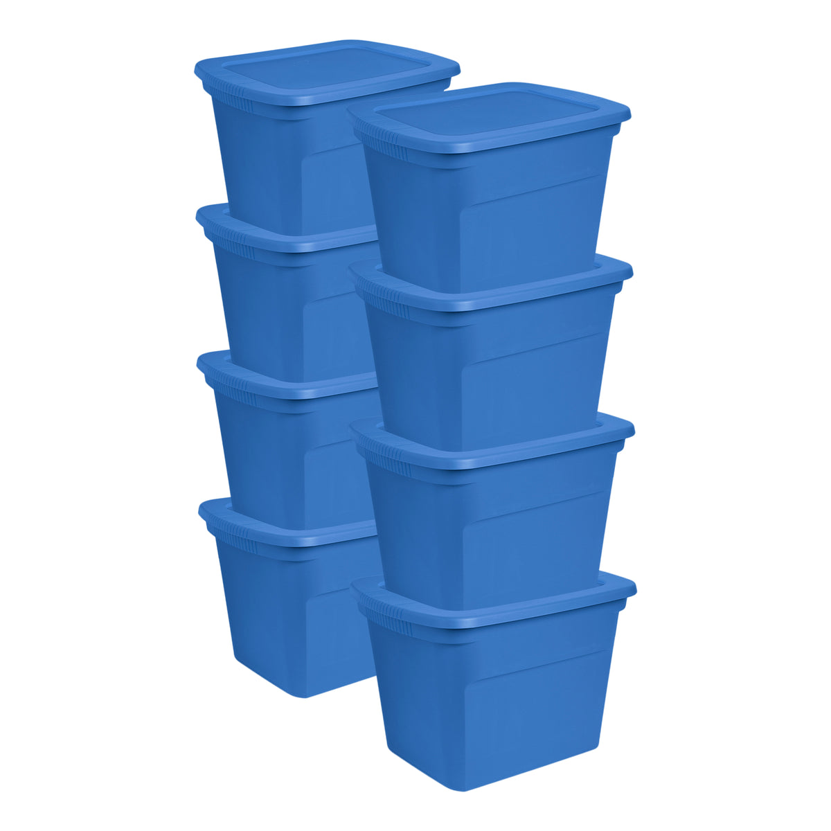 Sterilite 18 Gal Stackable Storage Box Container w/Handles, Blue Summer (8 Pack)