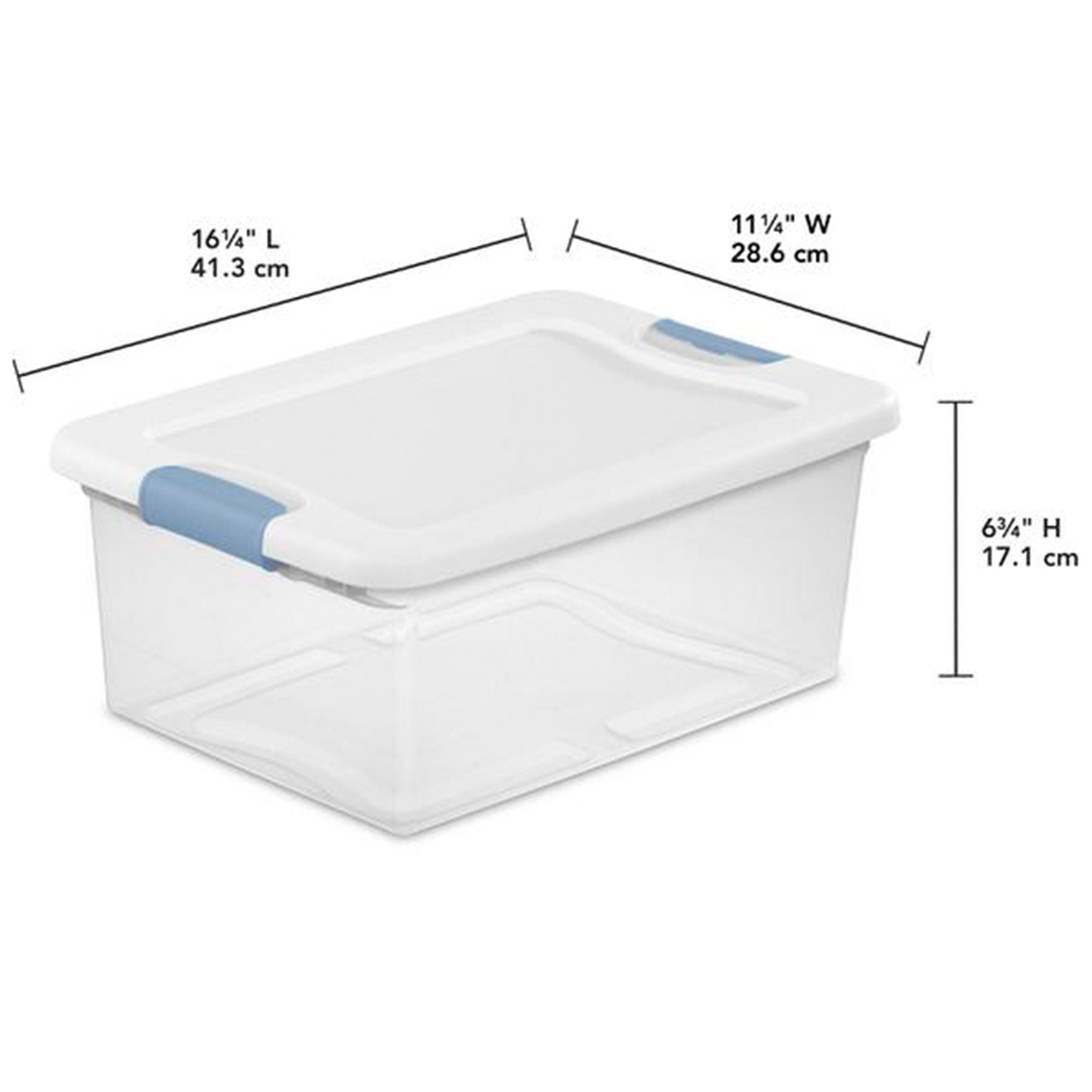 Sterilite 15 Quart Clear Plastic Latching Storage Container Box, Blue Summer