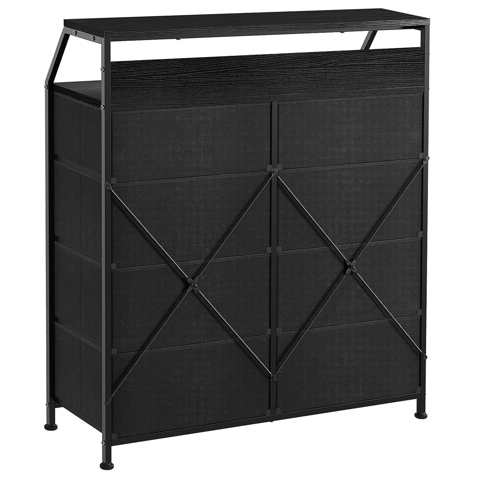 REAHOME 8 Drawer Wood Top Storage Dresser 2 Drawer Organizers, Black/Gray (Used) - VMInnovations