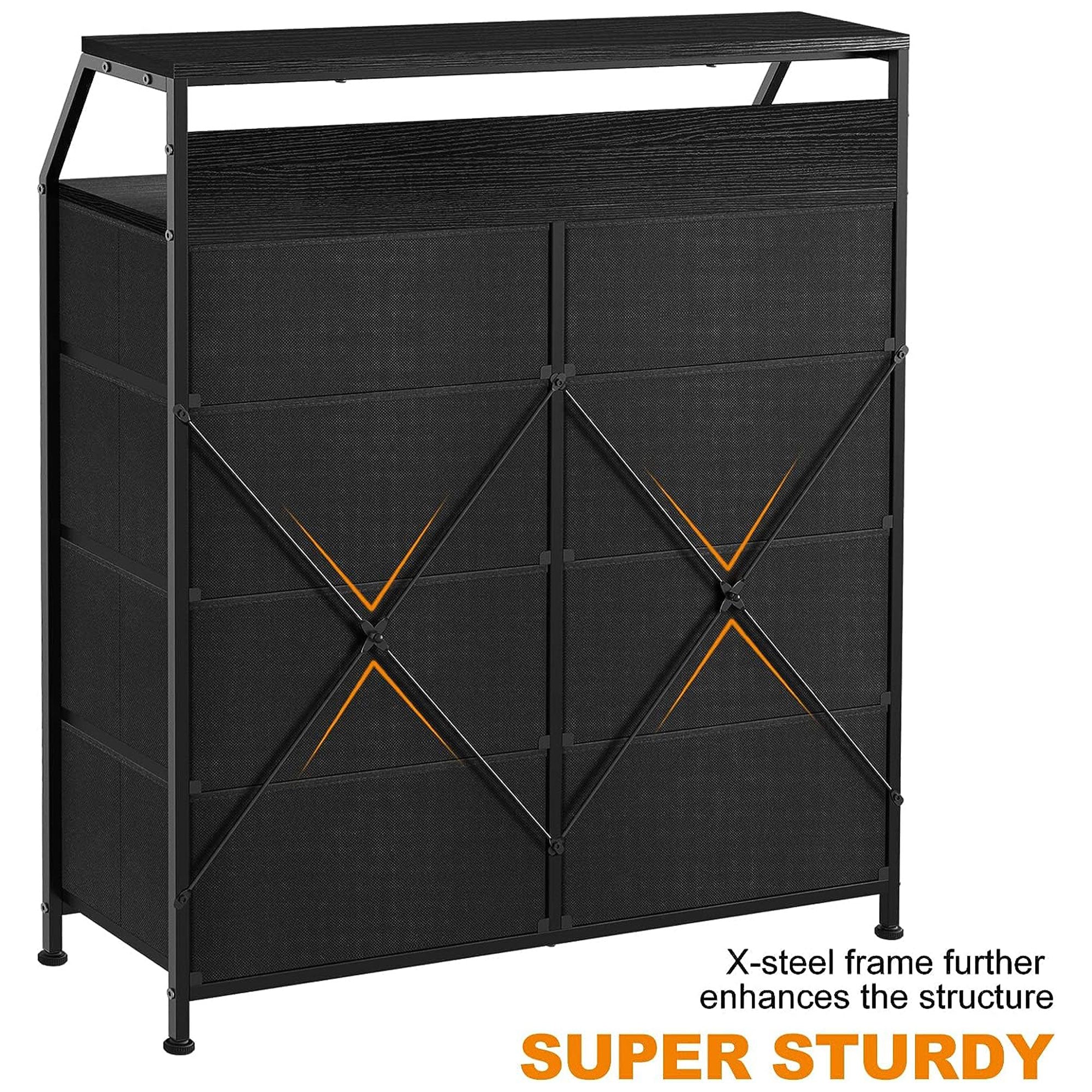 REAHOME 8 Drawer Wood Top Storage Dresser 2 Drawer Organizers, Black/Gray (Used) - VMInnovations