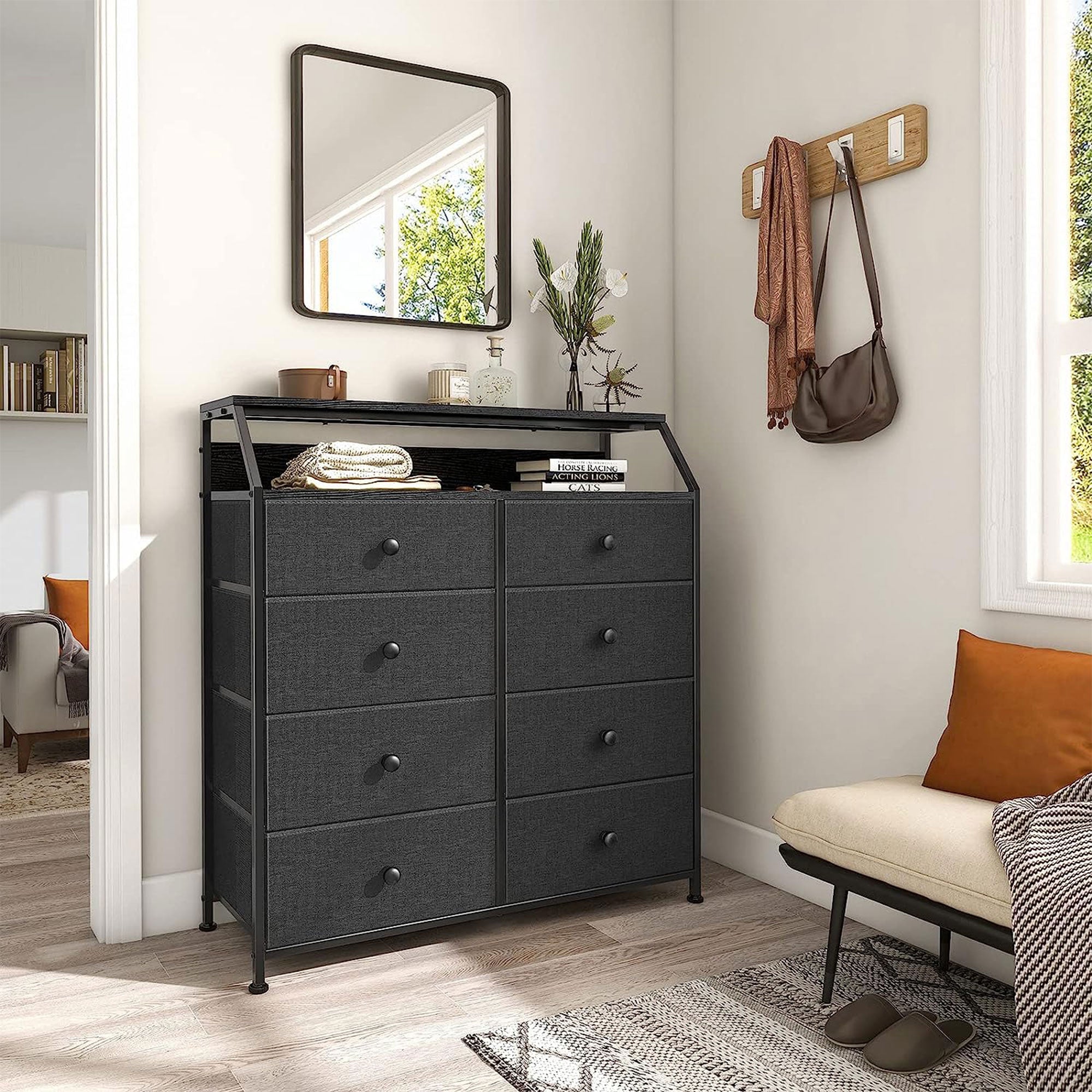 REAHOME 8 Drawer Wood Top Storage Dresser 2 Drawer Organizers, Black/Gray (Used) - VMInnovations