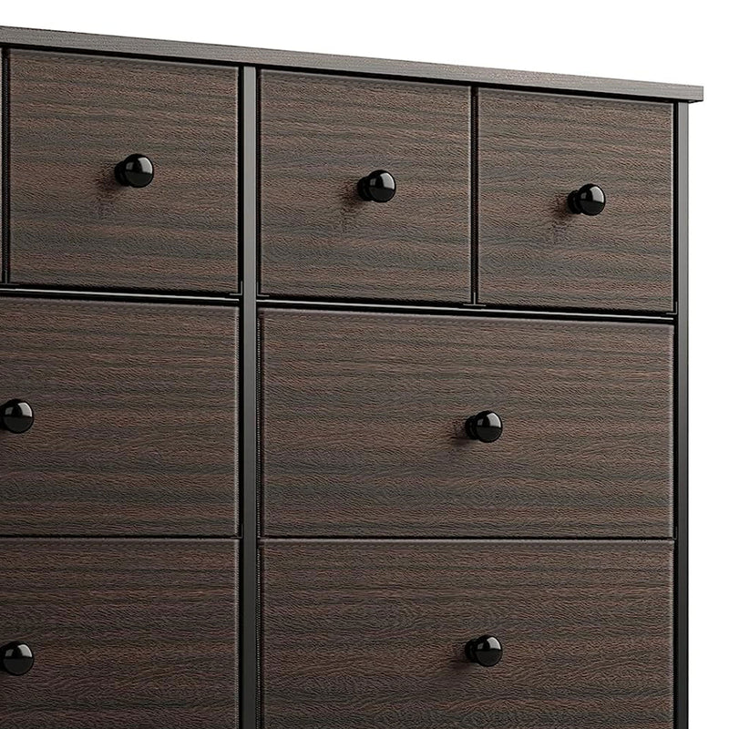 REAHOME 10 Drawer Steel Bedroom Storage Organizer Chest Dresser, Dark Brown