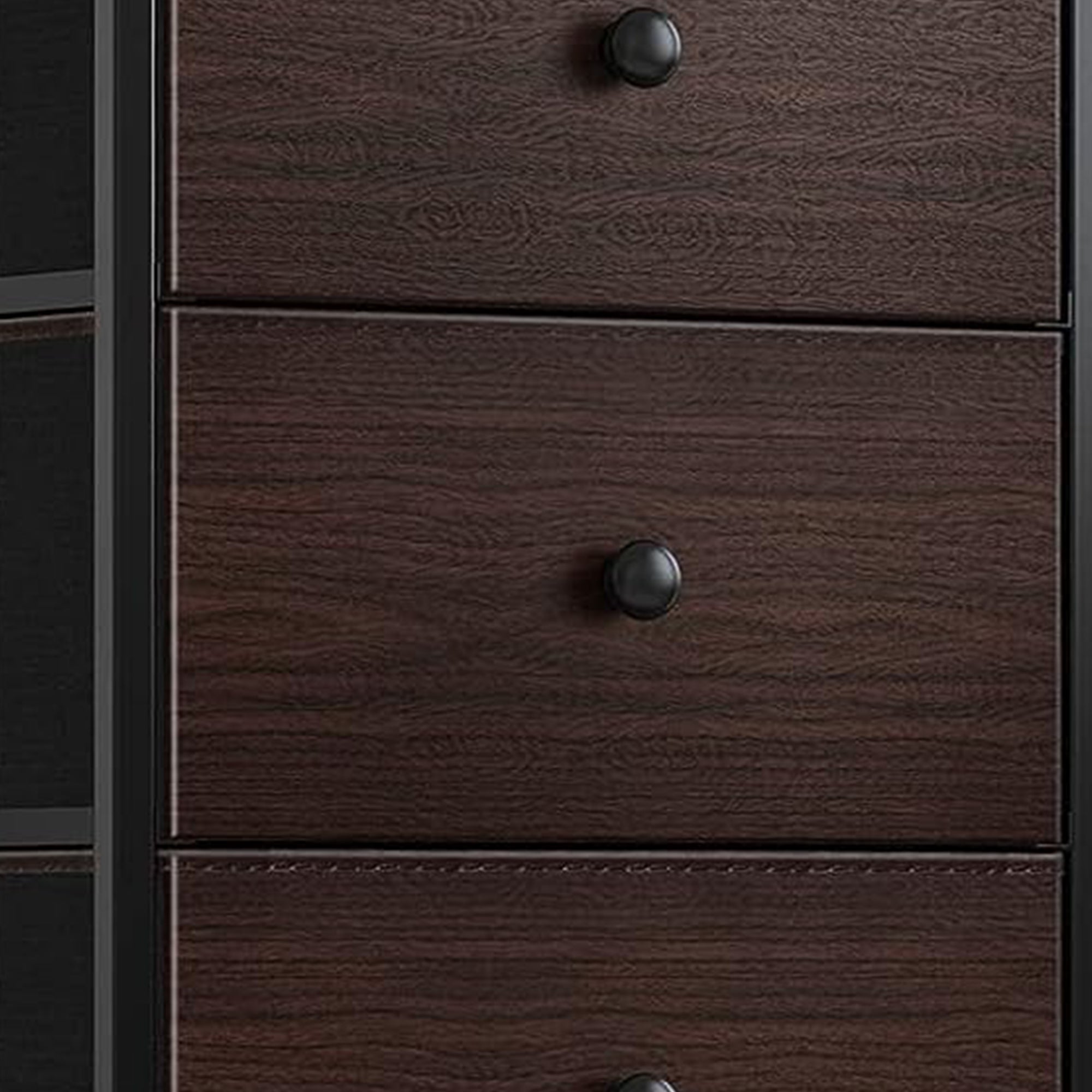 REAHOME Vertical Metal Tower Dresser w/5 Fabric Drawer Bins, Rustic Brown (Used) - VMInnovations
