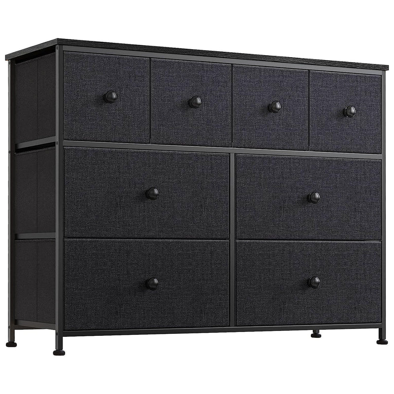 REAHOME 8 Drawer Steel Frame Bedroom Storage Organizer Chest Dresser, Black/Gray