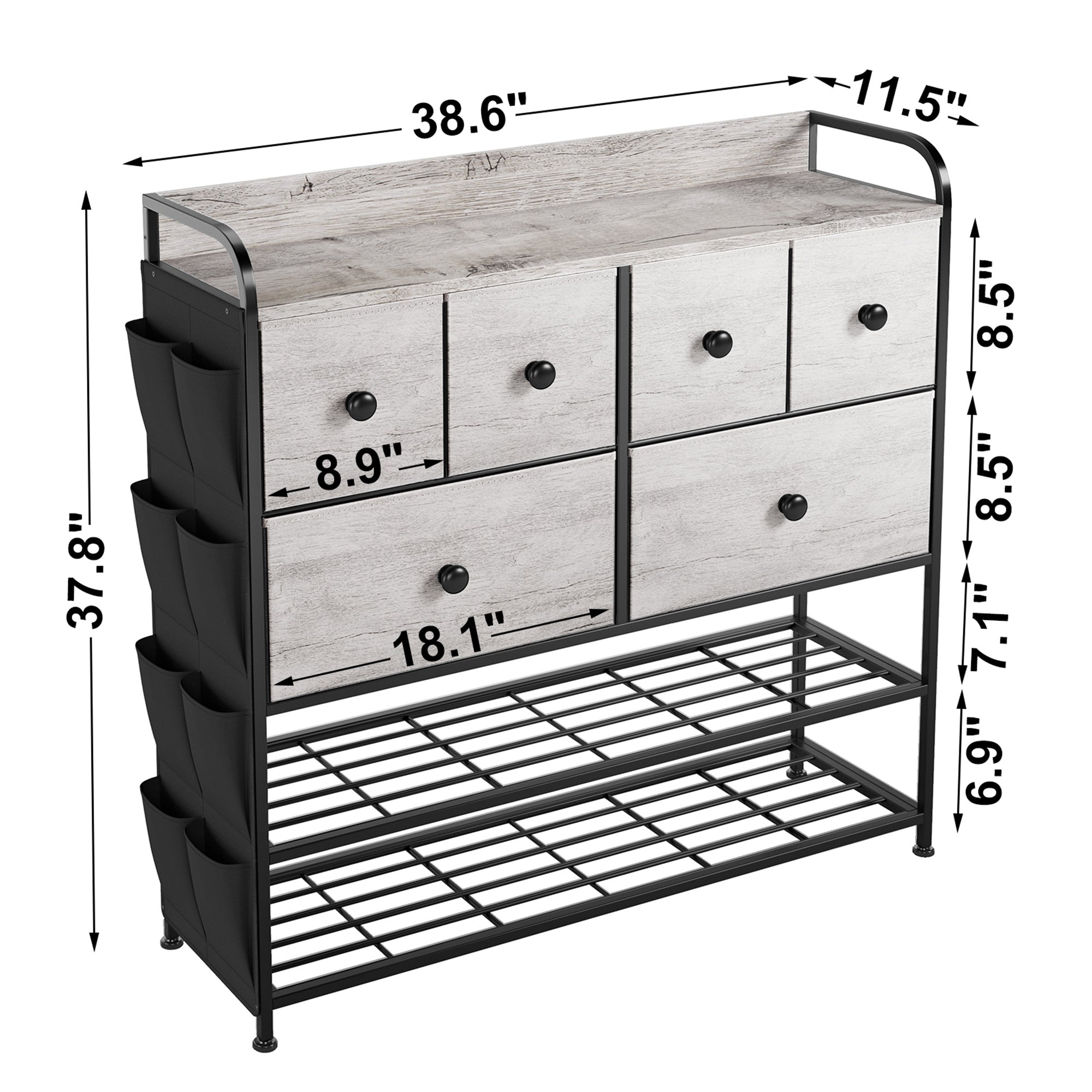 REAHOME 6 Fabric Drawer Dresser w/2 Tier Storage Shelf & Pockets,Taupe(Open Box) - VMInnovations