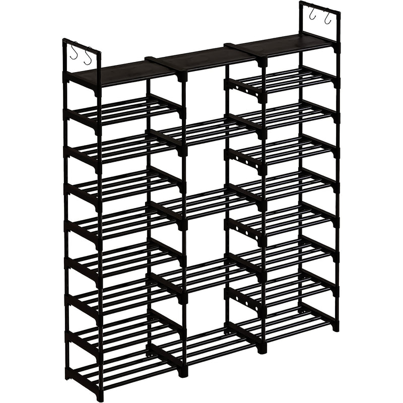 WOWLIVE 9 Tier Metal Shoe Rack, 50 to 55 Pair Shelf Organizer, Black (Open Box)