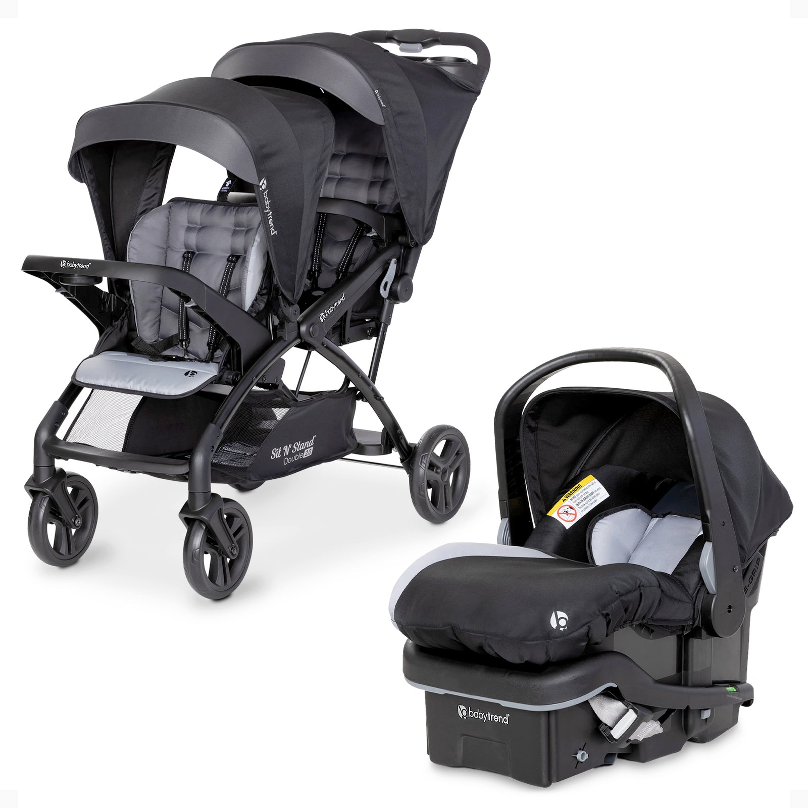 Baby Trend Sit N Stand Double Stroller with EZ-Lift Plus Infant Car Seat, Stormy - VMInnovations