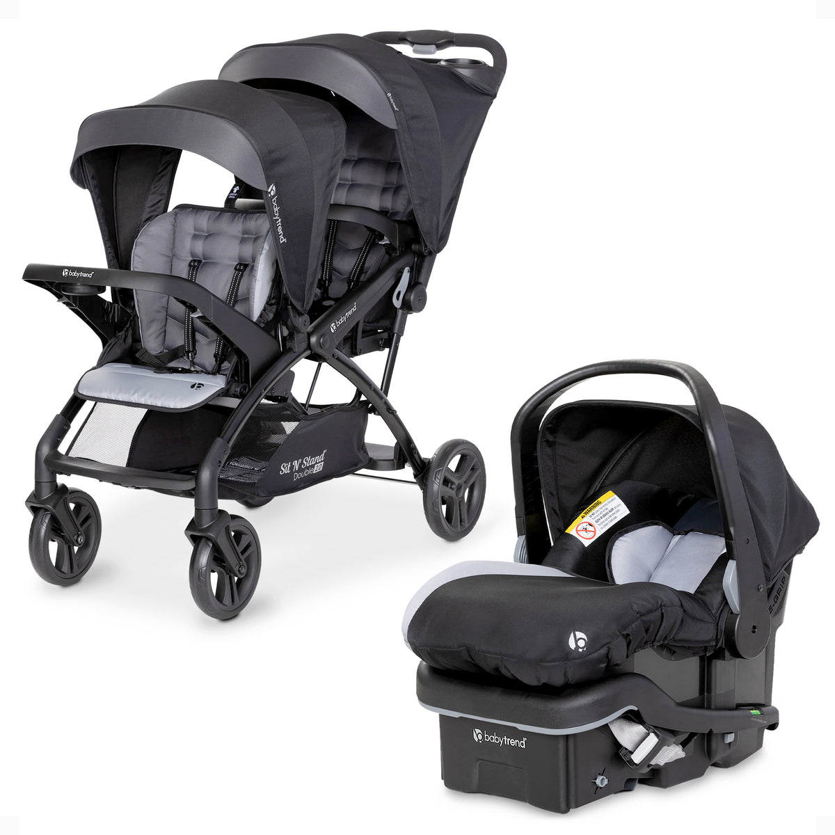 Baby Trend Sit N Stand Double Stroller with EZ-Lift Plus Infant Car Seat, Stormy