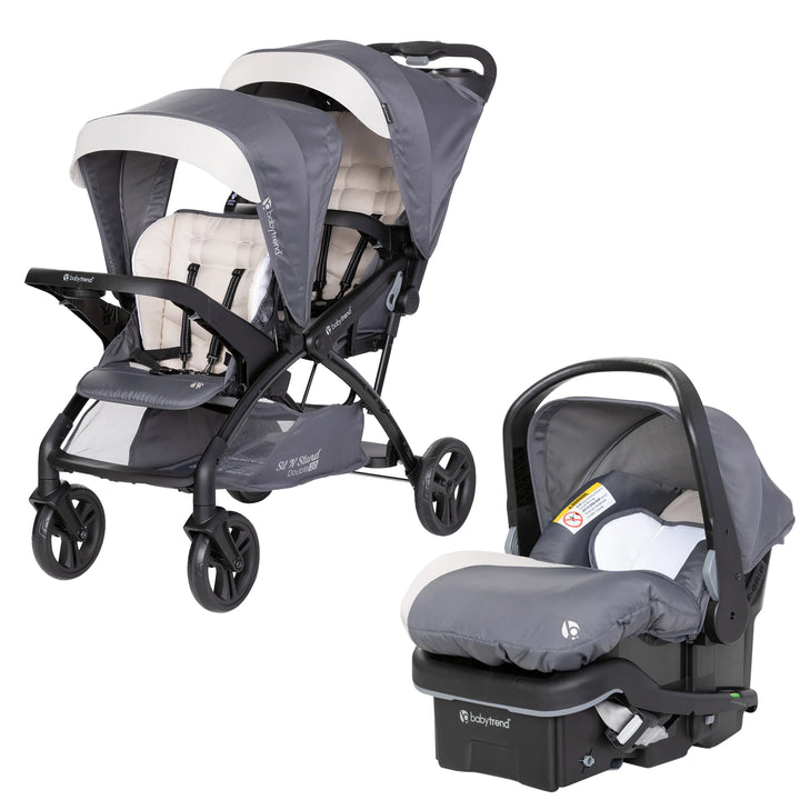 Baby Trend Sit N' Stand Double Stroller w/EZ-Lift Plus Infant Car Seat, Magnolia - VMInnovations