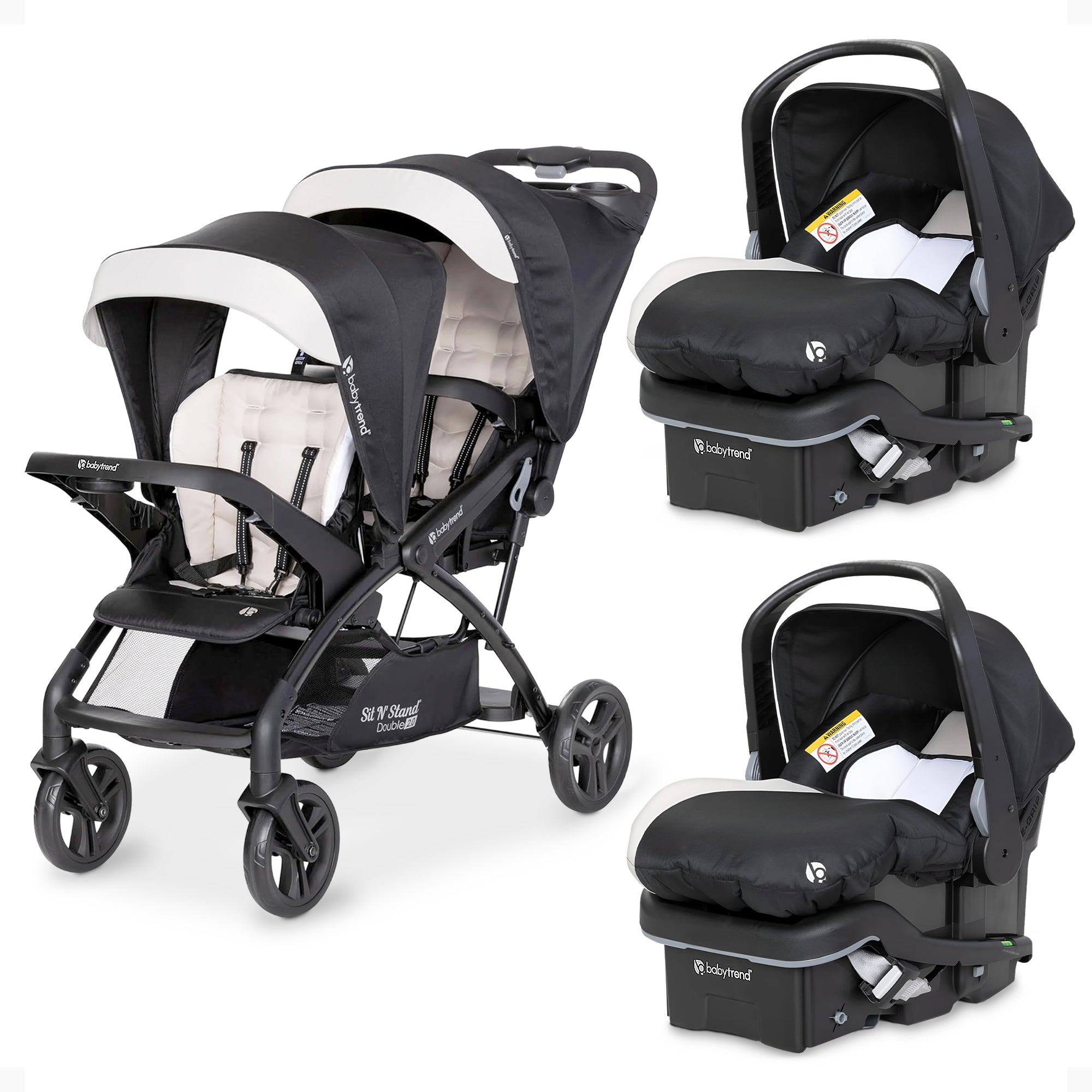 Baby Trend Sit N' Stand Double Stroller with EZ-Lift Car Seat (2 Pack), Khaki - VMInnovations