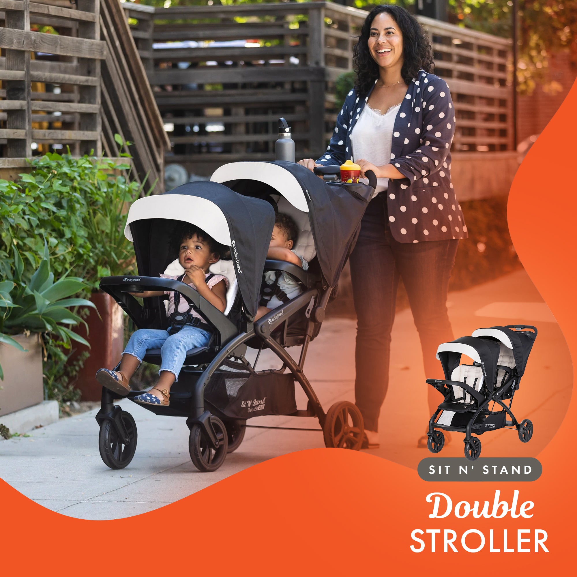 Baby Trend Sit N' Stand Double Stroller with EZ-Lift Car Seat (2 Pack), Khaki - VMInnovations