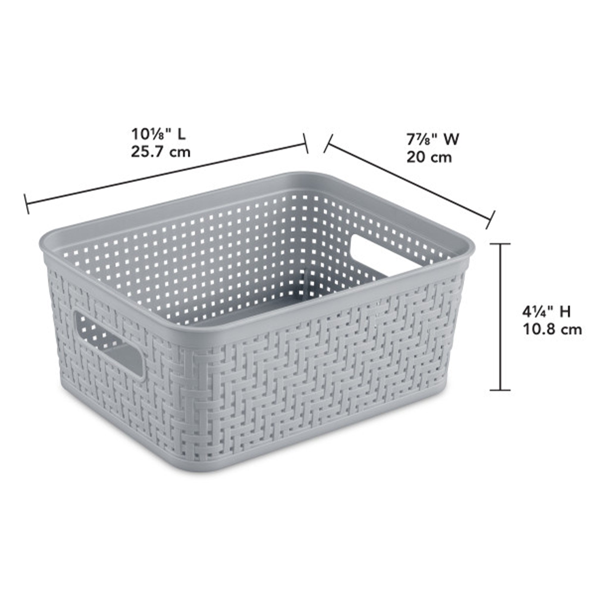 Sterilite 10x8x4.25 Inch Woven Rectangular Short Basket for Home Organization