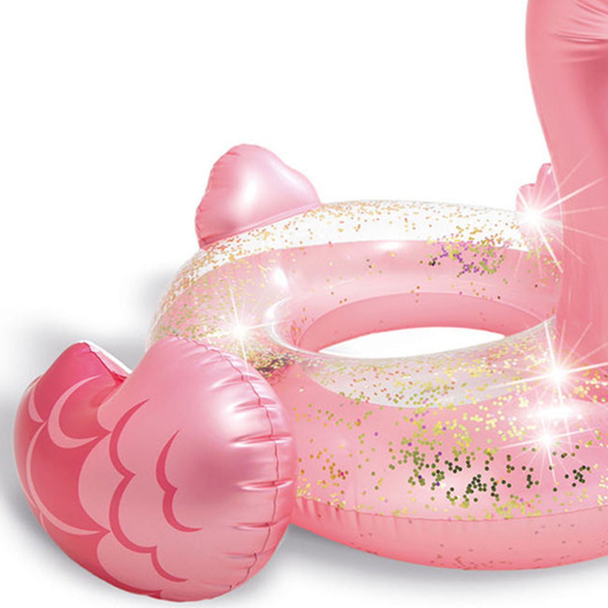 Intex Sparkling Glitter Filled 12 Gauge Vinyl Flamingo Inflatable Pool Swim Tube - VMInnovations
