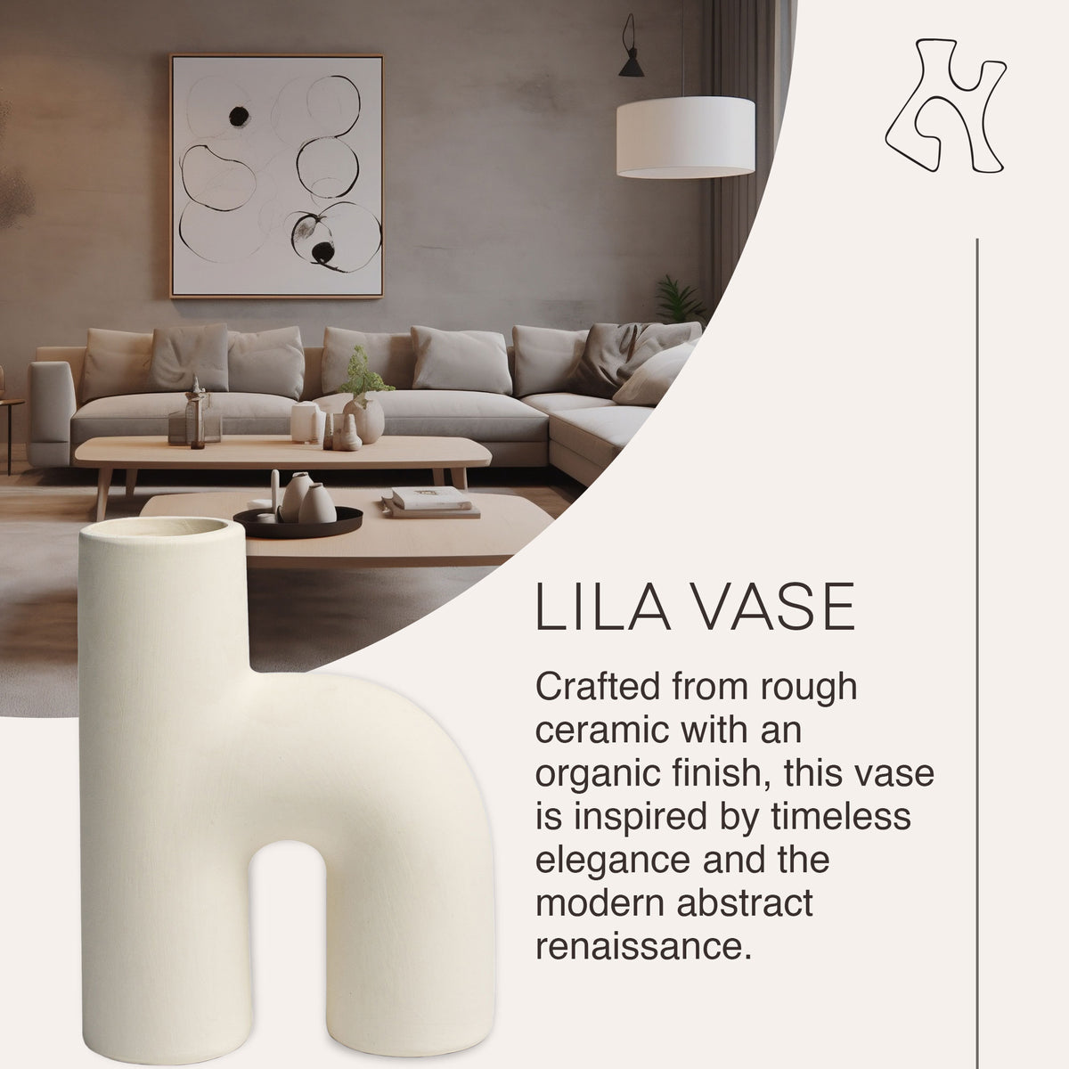 Villa Moda Lila Abstract Sculptural Decorative Modern Vase, White (Used) - VMInnovations