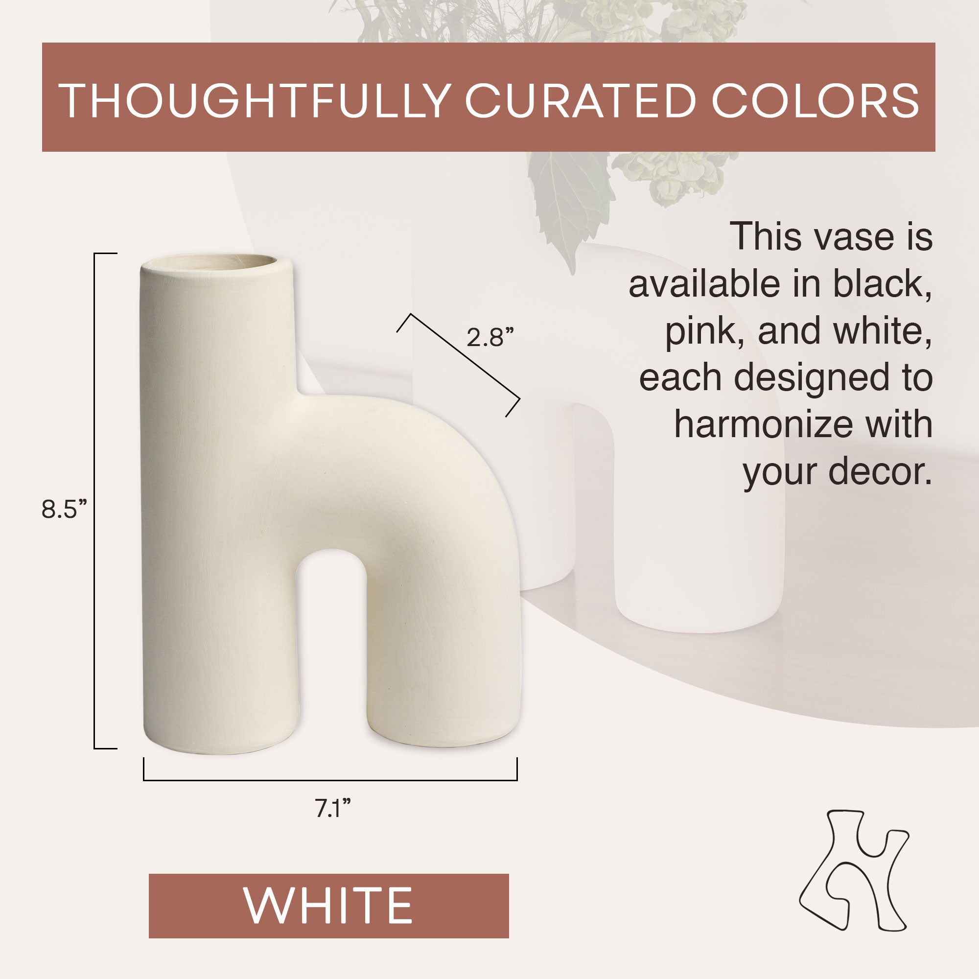 Villa Moda Lila Abstract Sculptural Decorative Modern Vase, White - VMInnovations
