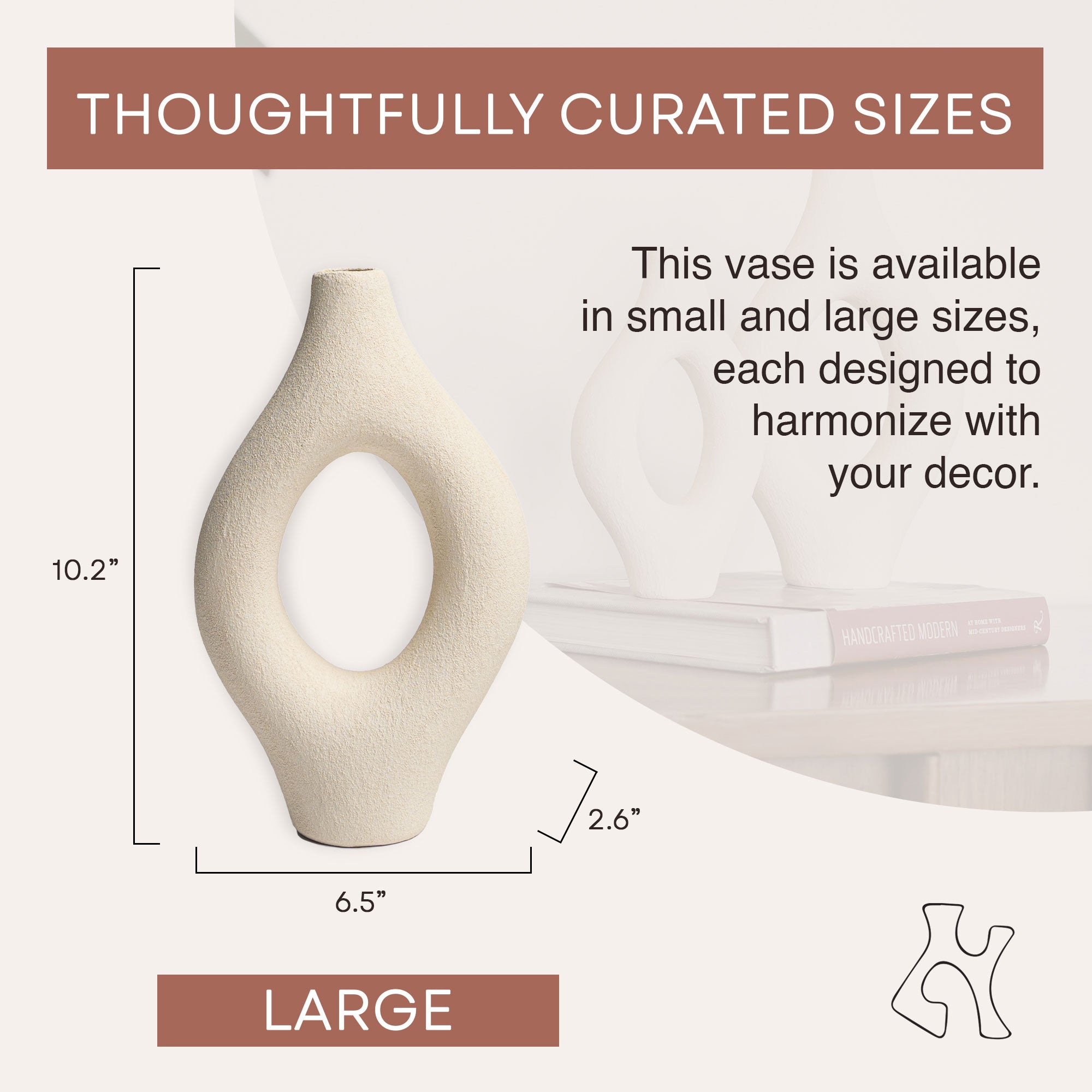 Villa Moda Emile Abstract Organic Decorative Modern Vase, Large, White - VMInnovations