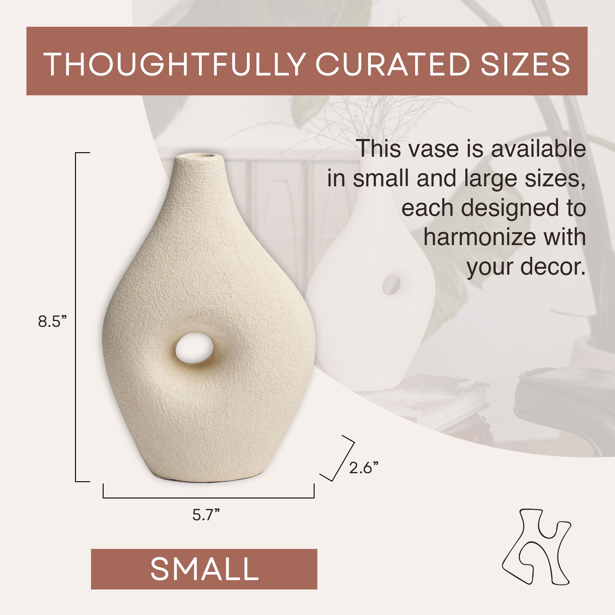 Villa Moda Silke Large Genie Decorative Modern Vase, Medium, White (Open Box) - VMInnovations